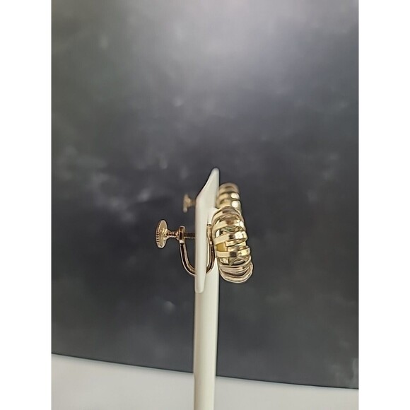 Faux Pearl Floral Screwback Earrings Vintage - Picture 7 of 10